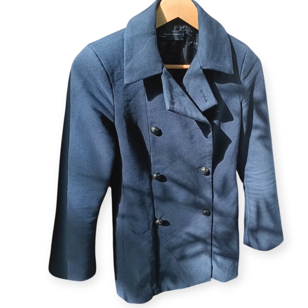 ZARA WOMAN Wool Double Breasted Thigh Length Peacoat XS - Picture 15 of 16